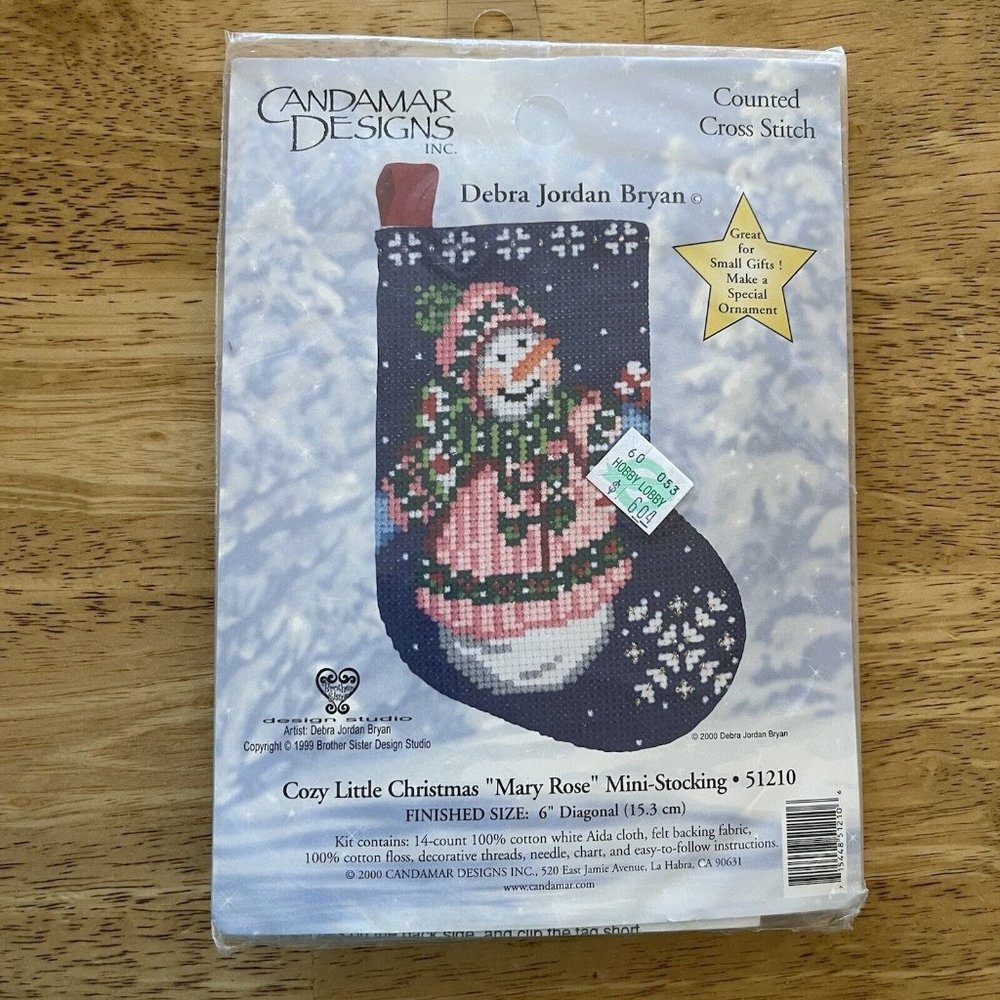 Candamar Designs Cross Stitch New 51210 Cozy Little Christmas Mini Stocking Kit‎